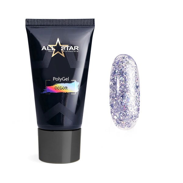 All Star Полигель Polygel Color, серебристый шиммер Silver Star, 15 гр купить