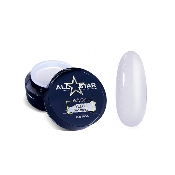 All Star Полигель Polygel, белый с шиммером White Shimmer, 15 гр купить