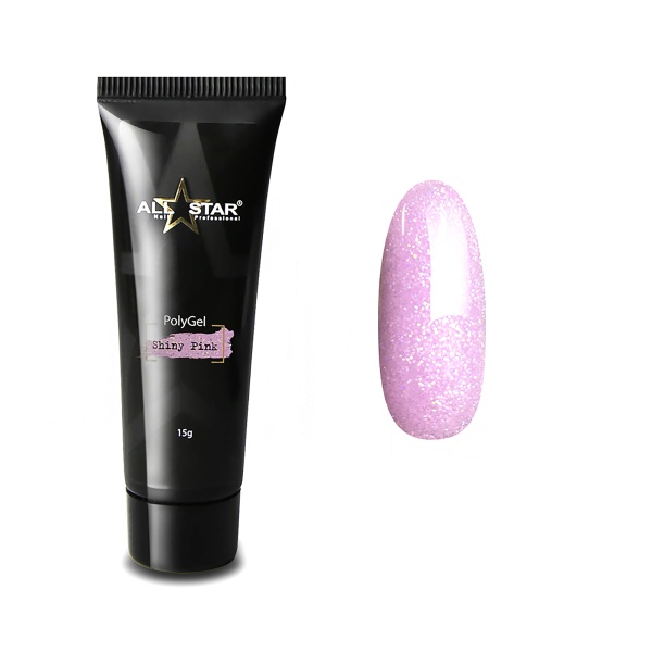 All Star Полигель Polygel, розовый с шиммером Shiny Pink, 15 гр купить