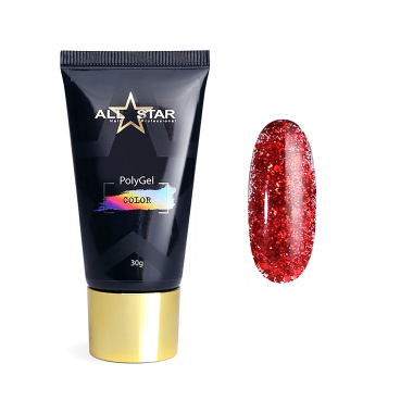 All Star Полигель Polygel Color, красный шиммер Red Star, 30 гр купить