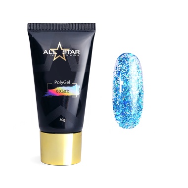 All Star Полигель Polygel Color, бирюзовый шиммер Ice Star, 30 гр купить
