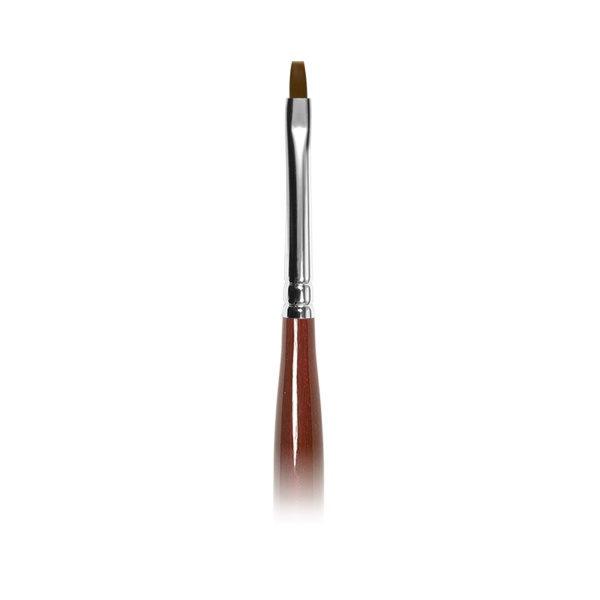 Roubloff Кисть коричневая синтетика, плоская №2, ручка фигурная, бордовая купить