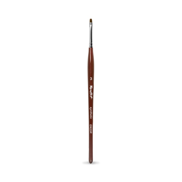 Roubloff Кисть коричневая синтетика, плоская №3, ручка фигурная, бордовая купить