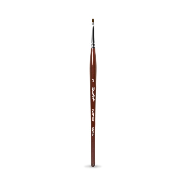 Roubloff Кисть коричневая синтетика, овальная №3, ручка фигурная, бордовая купить