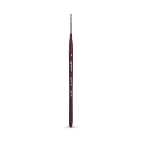 Roubloff Кисть коричневая синтетика, наклонная №2, ручка фигурная, бордовая купить