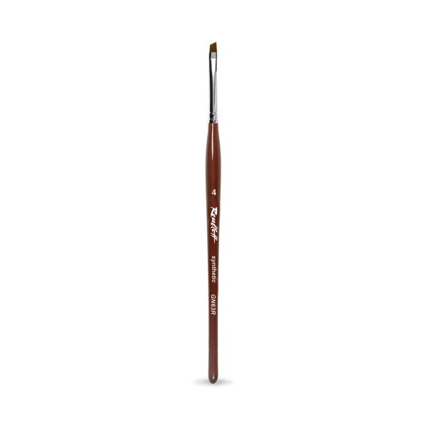Roubloff Кисть коричневая синтетика, наклонная №4, ручка фигурная, бордовая купить