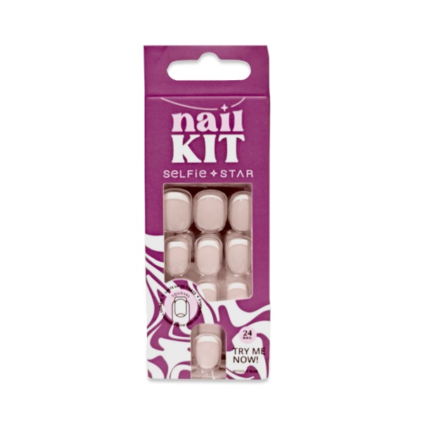 Selfie Star Набор накладных ногтей без клея Nails Kit without Glue, Натуральный френч, 24 шт купить