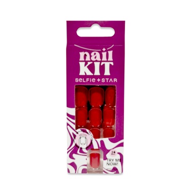 Selfie Star Набор накладных ногтей без клея Nails Kit without Glue, Классический красный, 24 шт купить