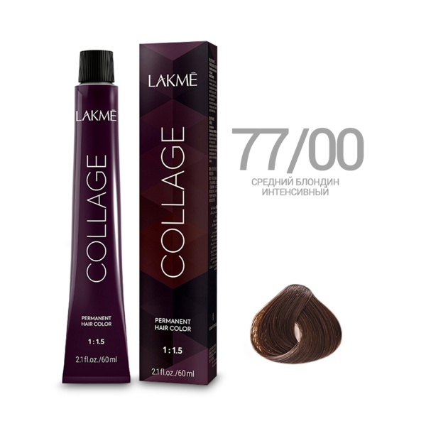 Lakme Крем-краска Collage, 77/00 Средний блондин интенсивный, 60 мл купить