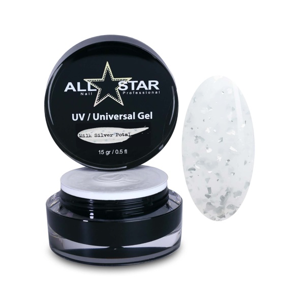 All Star Гель скульптурный UV-Universal Gel Potal, Milk Silver, 15 гр купить