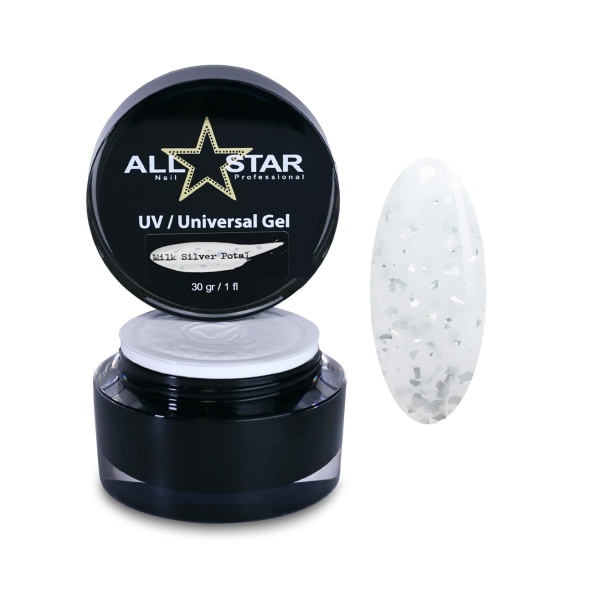 All Star Гель скульптурный UV-Universal Gel Potal, Milk Silver, 15 гр купить