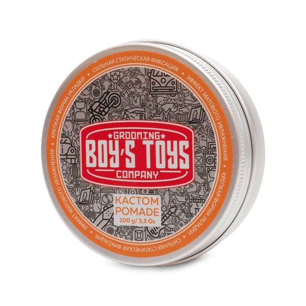 Boy's Toys Помада для укладки волос сильной фиксации и средним уровнем блеска Кастом Pomade, 100 мл купить