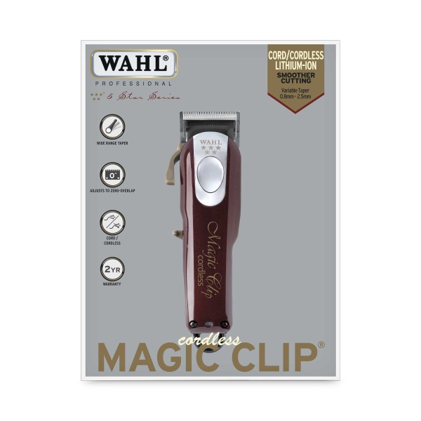 Wahl Машинка для стрижки с комбинированным питанием Hair Clipper Magic Clip Cordless, бордовая купить