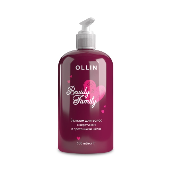 Ollin Professional Бальзам для волос с кератином и протеинами шёлка Beauty Family, 500 мл купить