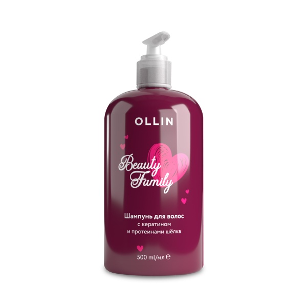 Ollin Professional Шампунь для волос с кератином и протеинами шёлка Beauty Family, 500 мл купить