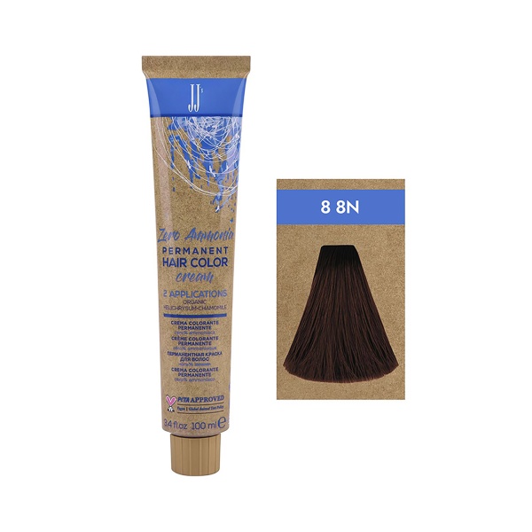 JJ Полуперманентная безаммиачная крем краска для волос Zero Ammonia Permanent Hair Color, светло-русый 8 8N, 100 мл купить