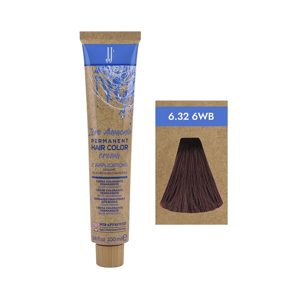 JJ Полуперманентная безаммиачная крем краска для волос Zero Ammonia Permanent Hair Color, теплый бежевый темно-русый 6.32 6WB, 100 мл купить