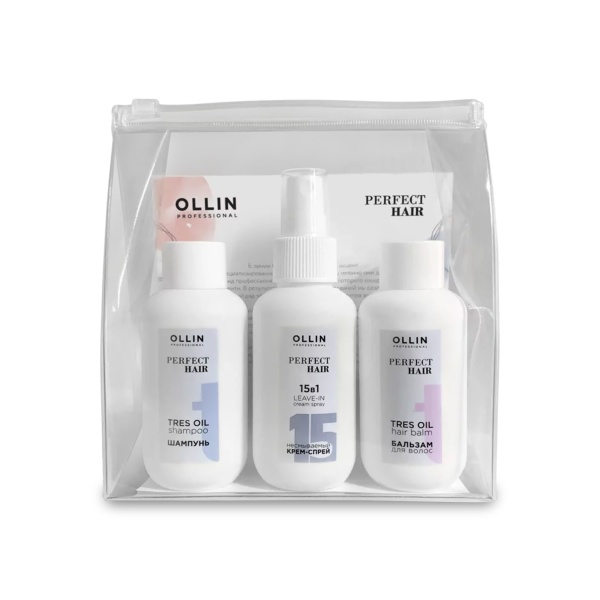 Ollin Professional Набор Perfect Hair: шампунь, бальзам и средство 15-в-1, 3 х 100 мл купить