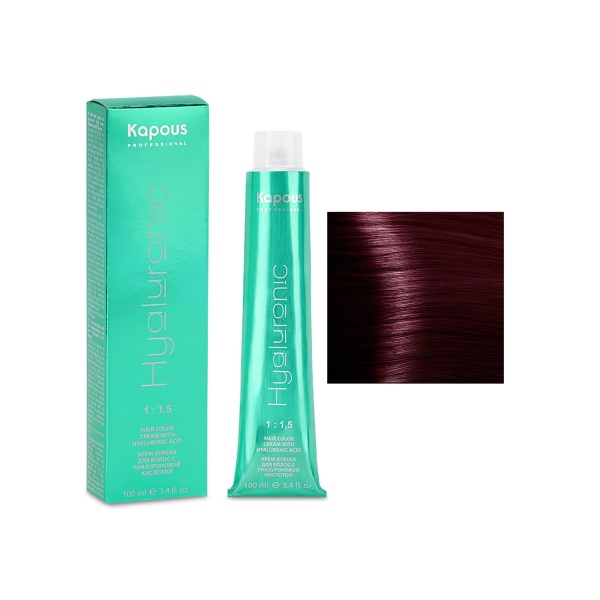 Kapous Крем-краска для волос Hyaluronic Acid, 5.66 светлый коричневый красный интенсивный, 100 мл купить