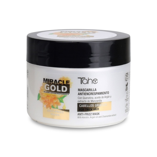 Tahe Professional Маска для дисциплинирования вьющихся густых волос Miracle Gold Anti Frizz Oil Mask Keratin, 300мл купить