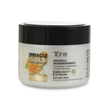 Tahe Professional Маска для дисциплинирования вьющихся тонких волос Miracle Gold Anti Frizz Mask With Keratn, 300мл купить