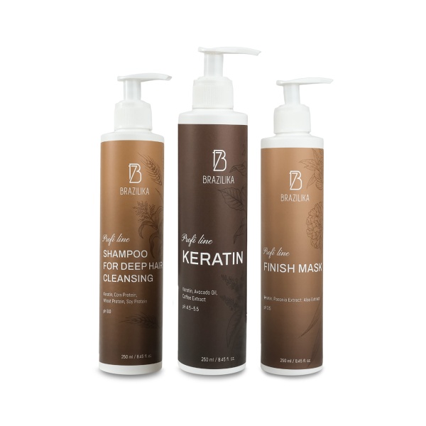 Brazilika Набор для восстановления волос Profi Line Keratin, 3 x 250 мл купить