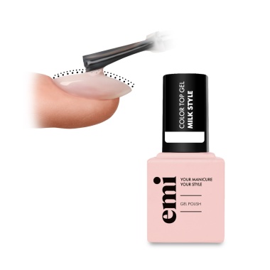 E.Mi Топ для ногтей Color Top Gel, Milk Style, 9 мл купить