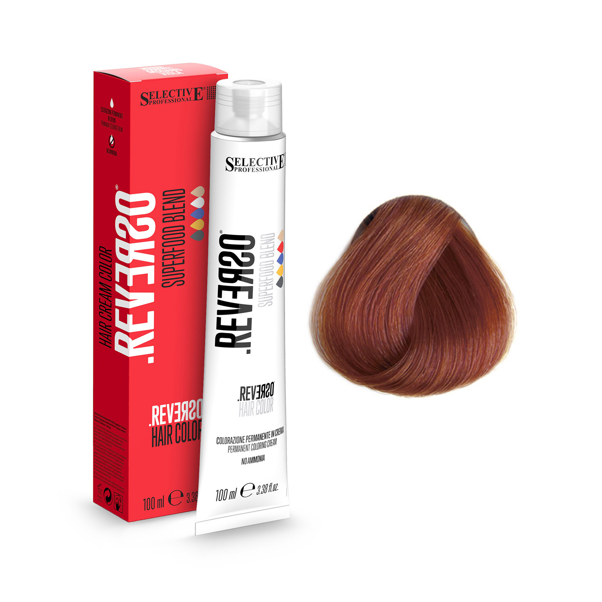 Selective Professional Крем-краска без аммиака Reverso Hair Color, 6.4 темн...